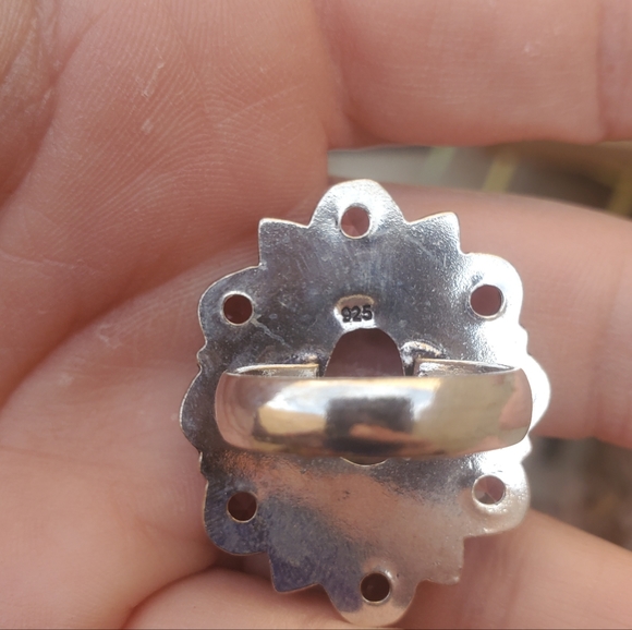New Oversized Rhodochrosite & Kunzite 925 Silver Statement Ring. - Picture 14 of 14